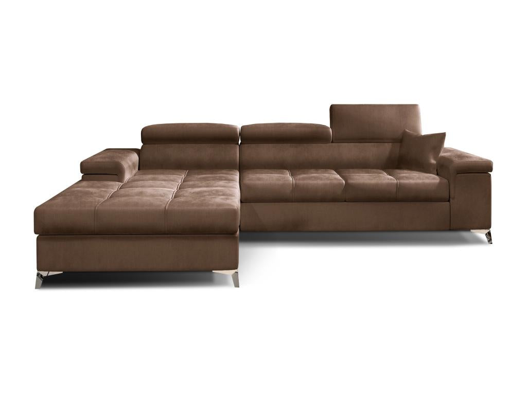 280 x 98 x 90 cm Sectional Sofa Left-facing Velvet Metal Brown