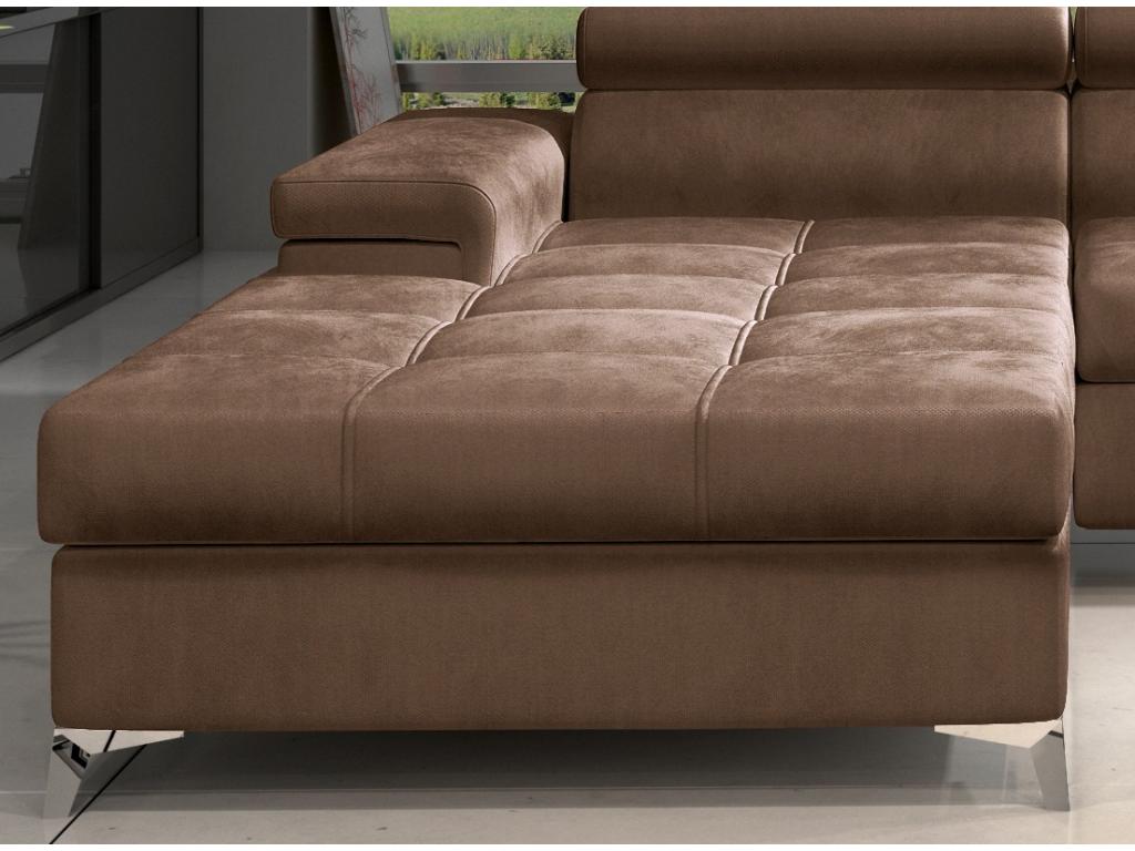 280 x 98 x 90 cm Sectional Sofa Left-facing Velvet Metal Brown