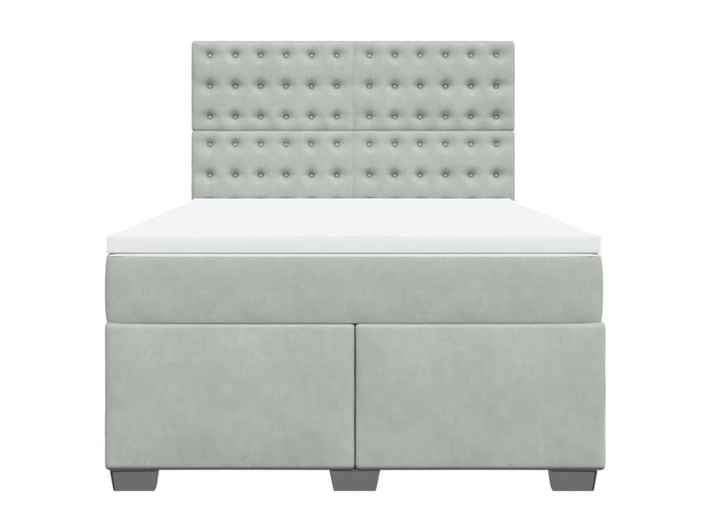 140 x 190 cm Box Spring Bed Velvet Gray
