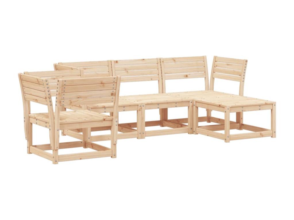 72 x 72 x 66 cm Patio Furniture Set 5-piece Solid Wood Brown