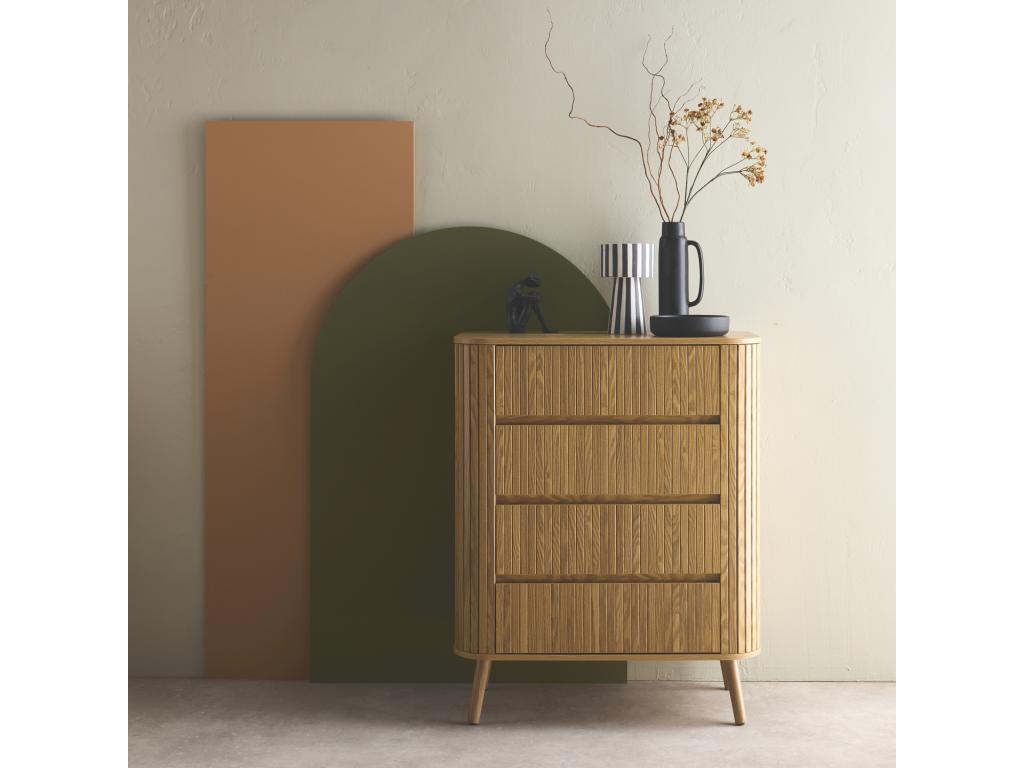 80 x 45 x 100 cm Dresser 4-drawer Wood Light Natural