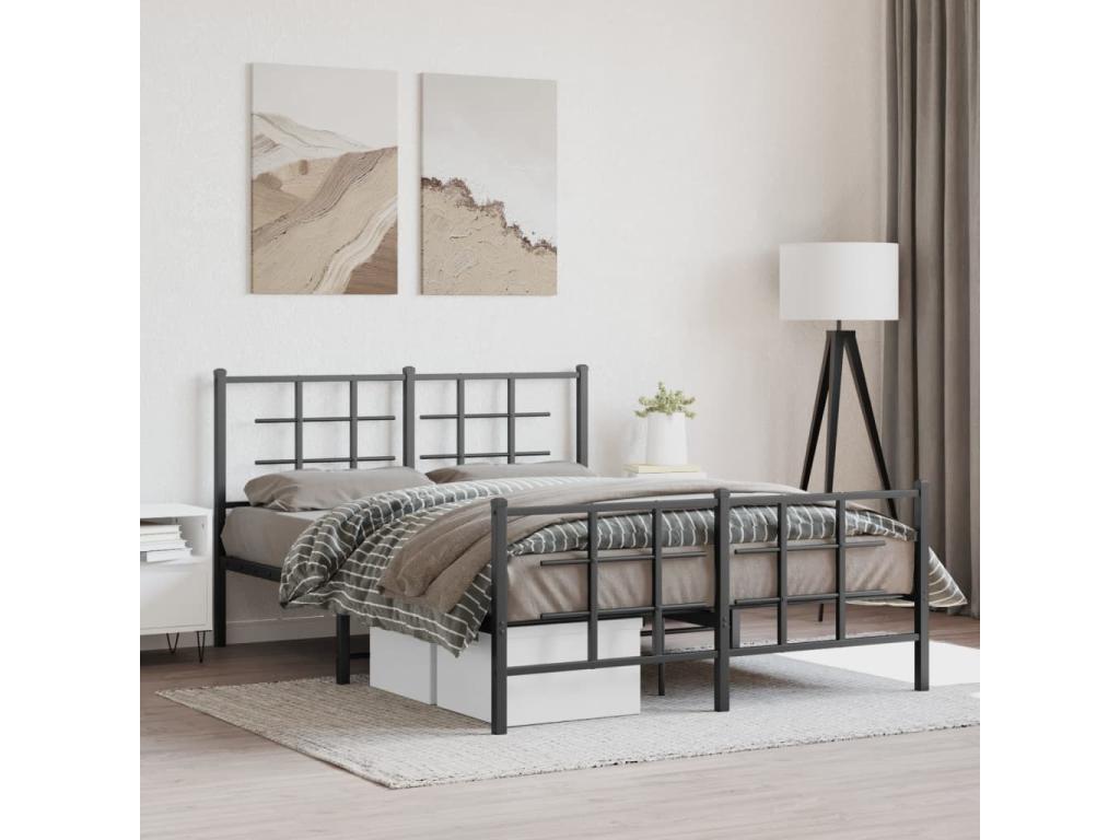 135 x 190 cm Bed Frame Metal Steel Black