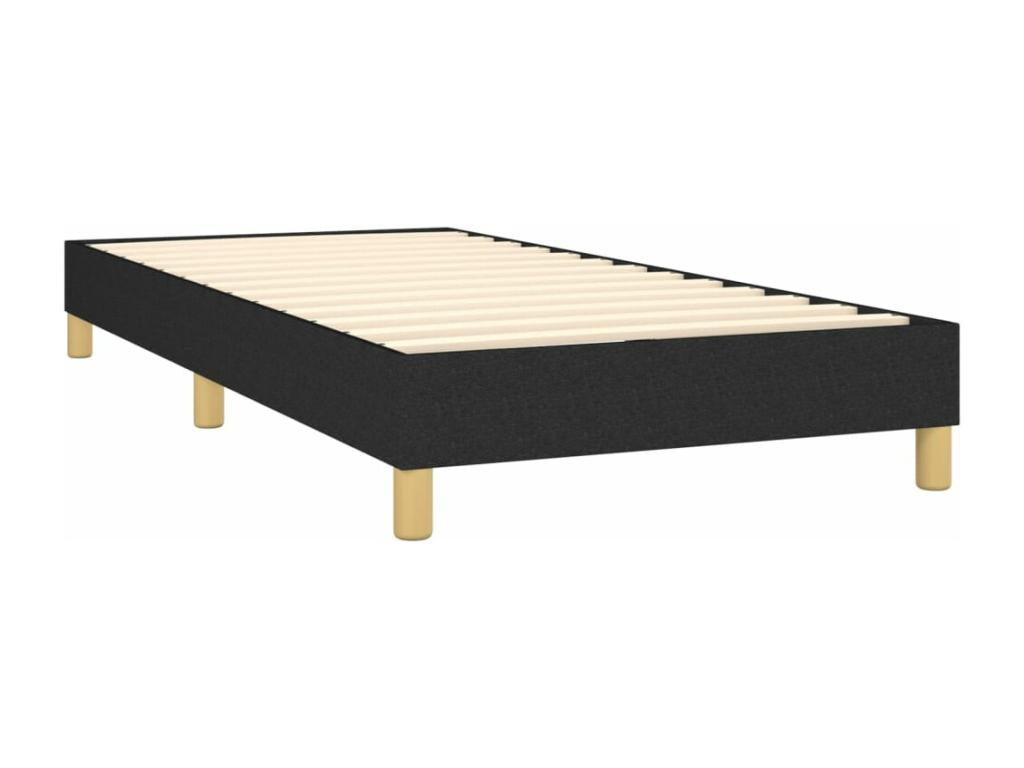 90 x 200 cm Box Spring Bed with Mattress Fabric Black