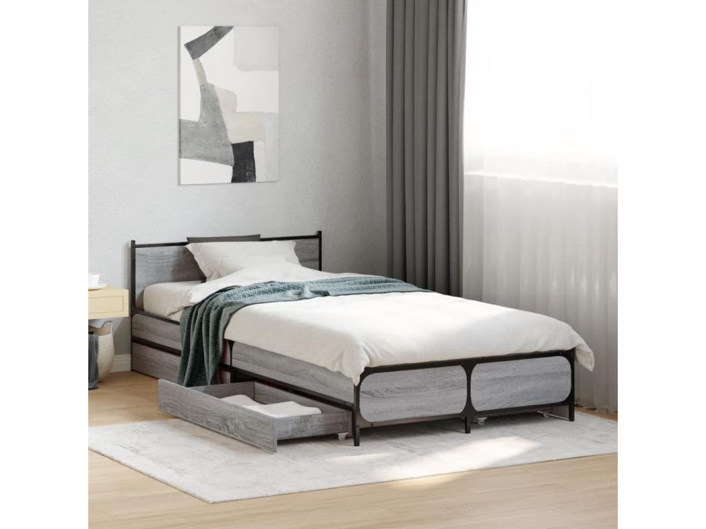 75 x 190 cm Bed Frame Wood Gray