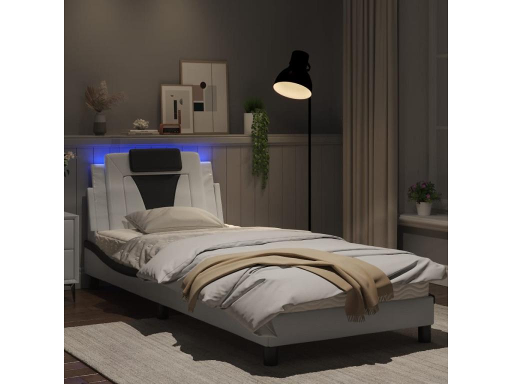 90 x 200 cm Bed Frame Faux Leather Leather White