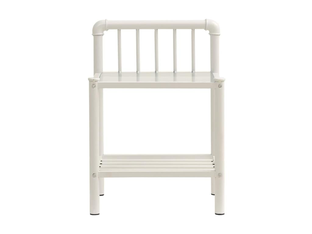 45 x 34 cm Nightstand Glass Metal White