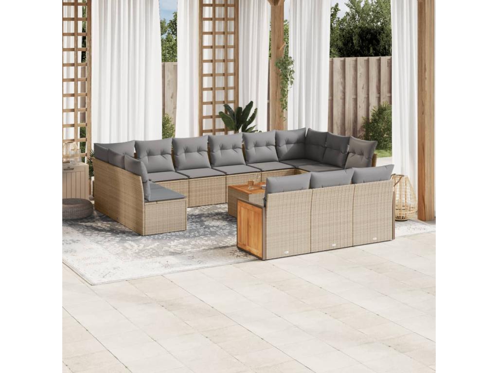 62 x 62 x 69 cm Patio Furniture Set 14-piece Resin Wicker Resin Beige