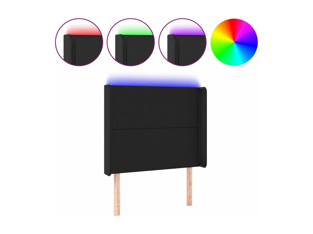 93 x 16 x 128 cm Bed Faux Leather Leather Black