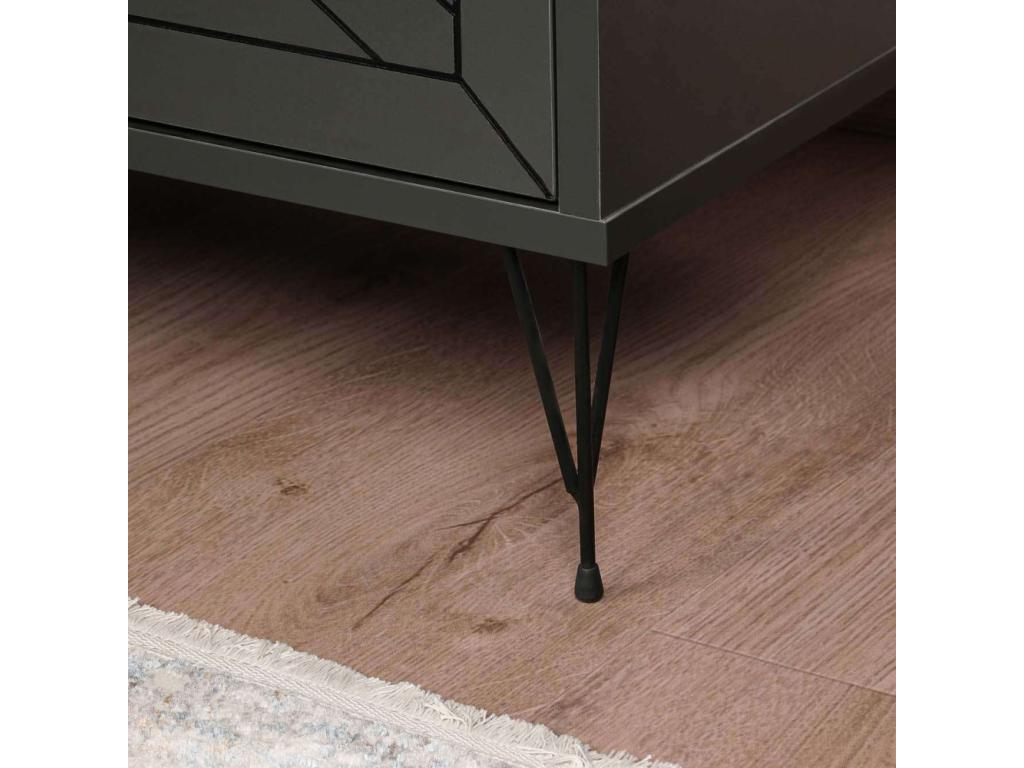 50 x 40 x 55 cm Nightstand Set of 2 Metal Charcoal Gray