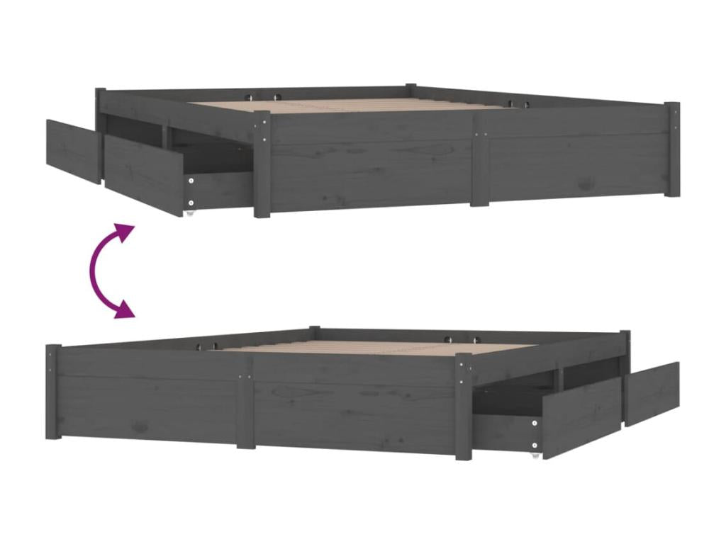 205 x 205 x 31 cm Bed Frame without Mattress Wood Gray