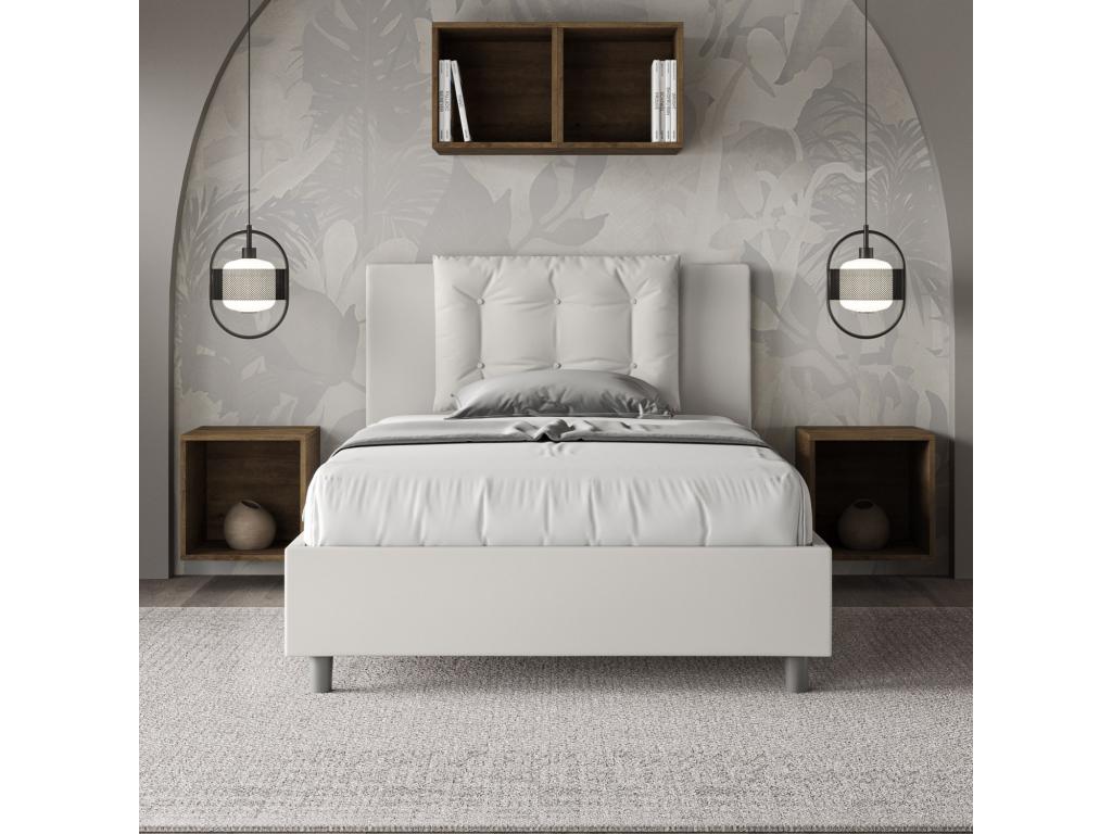 120 x 190 cm Box Spring Bed Faux Leather Leather White