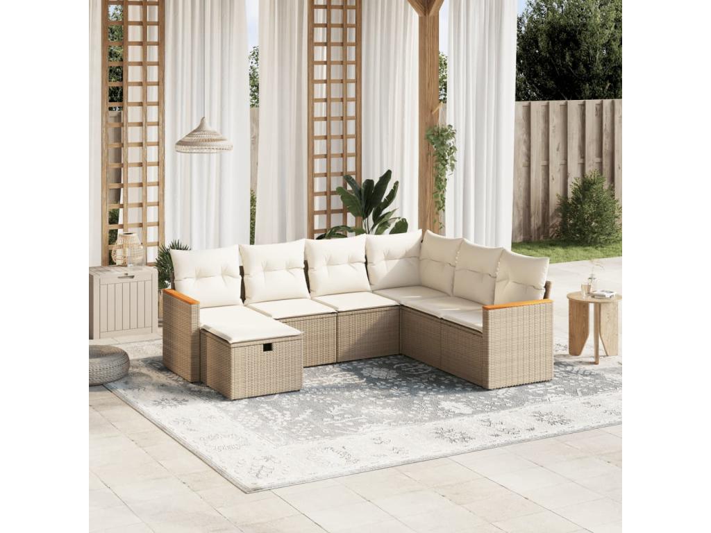 62 x 62 x 69 cm Patio Furniture Set 7-piece Resin Wicker Resin Beige