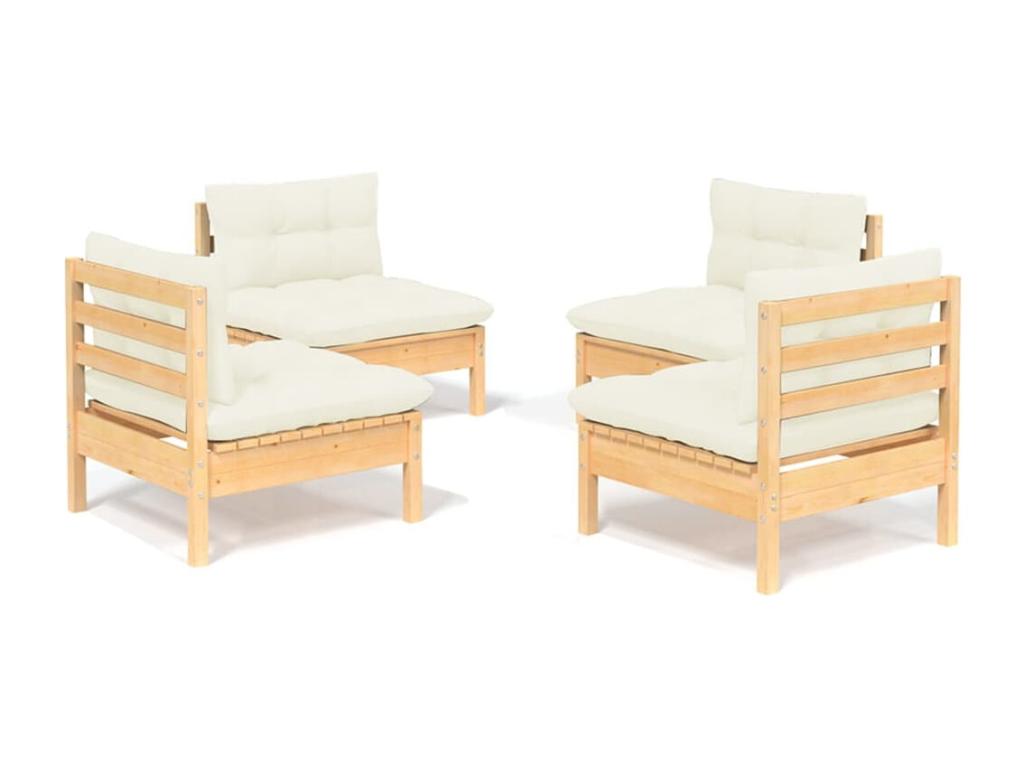 60 x 60 x 35 cm Patio Furniture Set 4-piece Wood Resin Cream