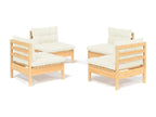 60 x 60 x 35 cm Patio Furniture Set 4-piece Wood Resin Cream