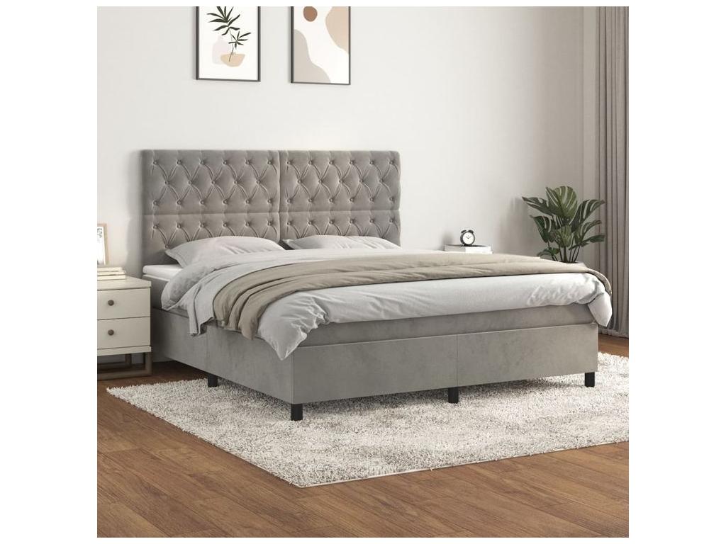 160 x 200 cm Box Spring Bed Velvet White