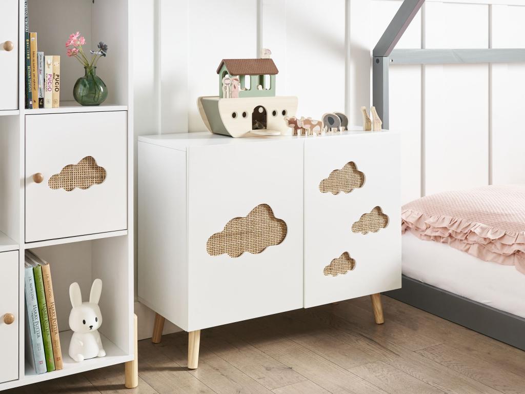 80 x 36 x 65 cm Sideboard 2-door Wood White