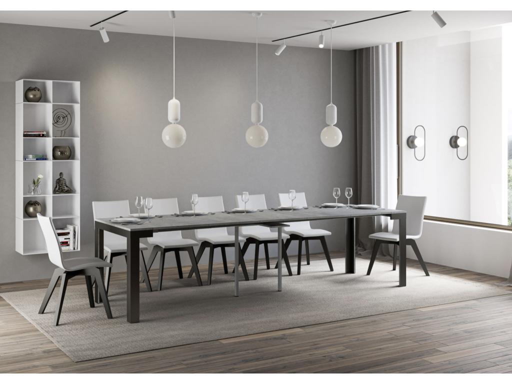 90 x 40 x 77 cm Console Table Extendable Wood Steel Gray