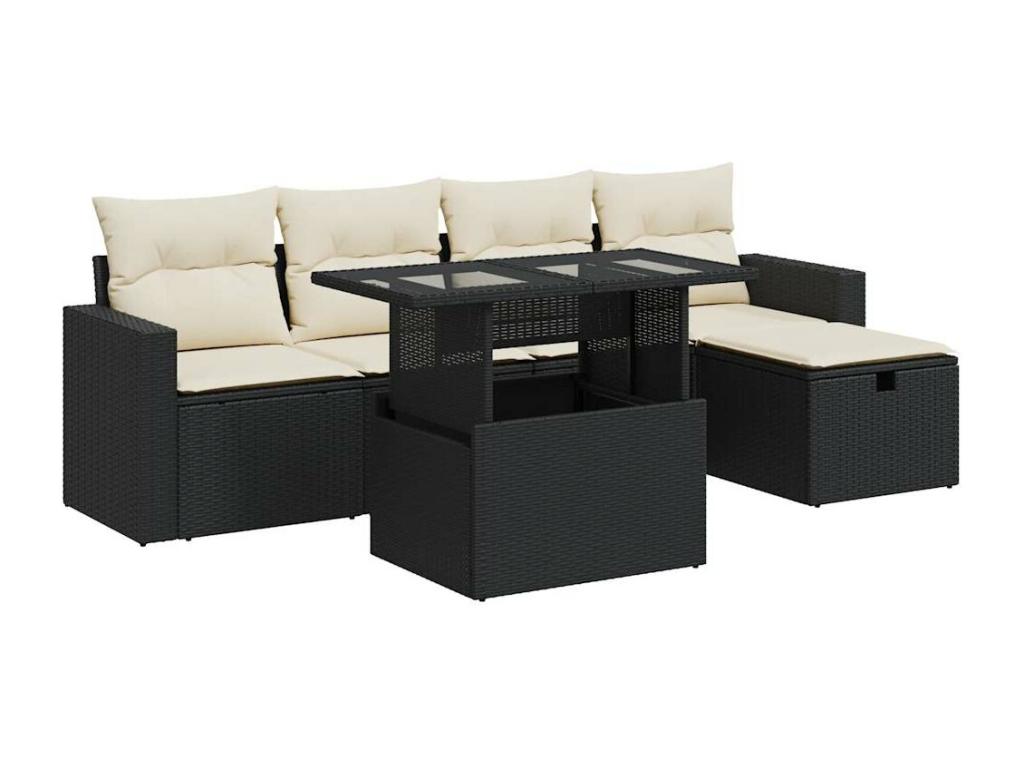 62 x 69 x 62 cm Patio Furniture Set 6-piece Resin Wicker Resin Black