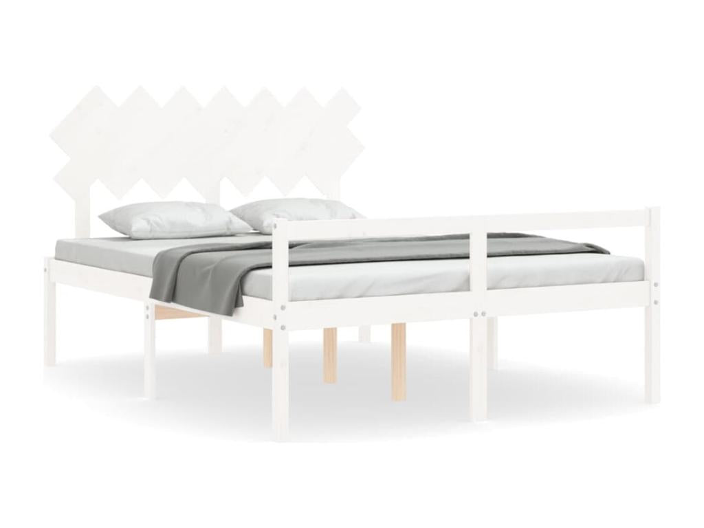 140 x 190 cm Bed Frame Solid Wood White