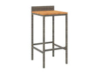 100 x 60 x 110 cm Outdoor Bar Set 5-piece Solid Wood Rattan Gray