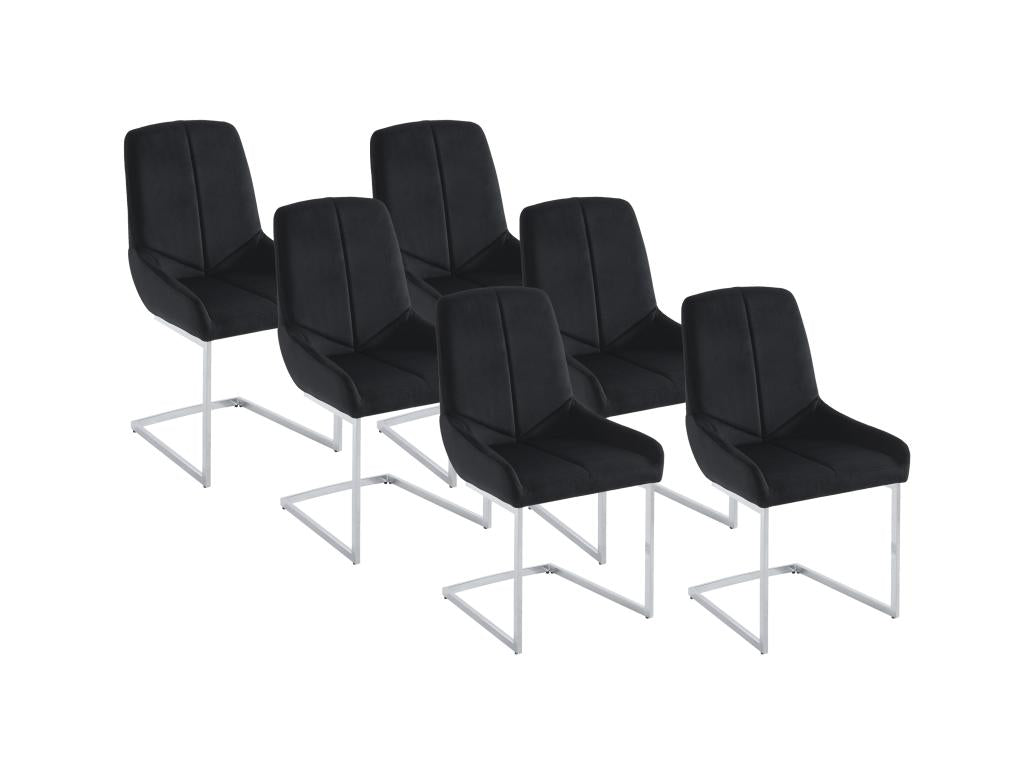 53 x 40 x 49 cm Chair Set of 6 Velvet Metal Black