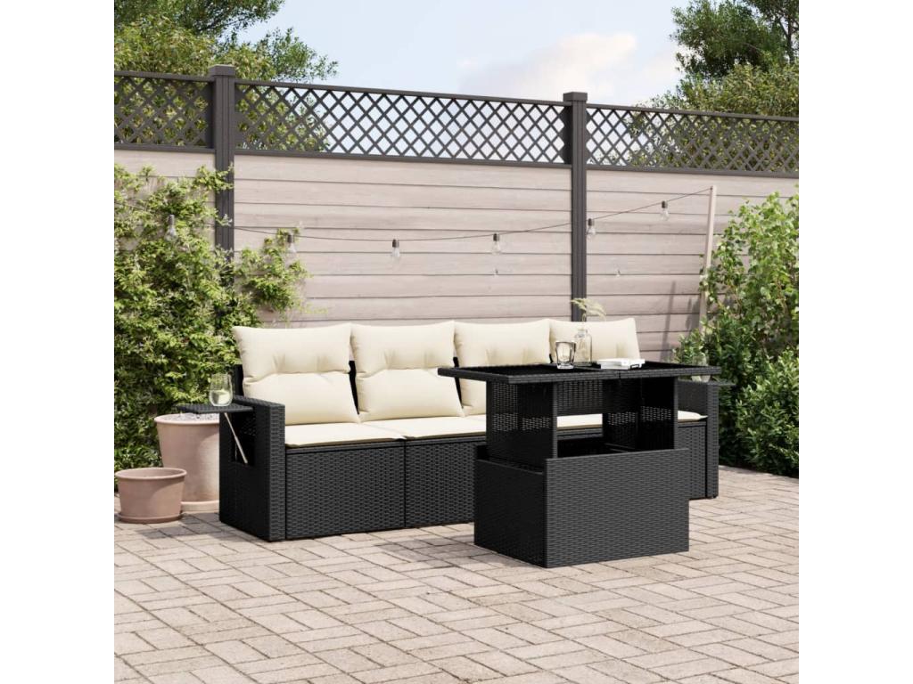 62 x 62 x 69 cm Patio Furniture Set 5-piece Resin Wicker Resin Black