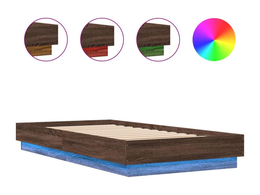 90 x 190 cm Bed Frame Wood Brown