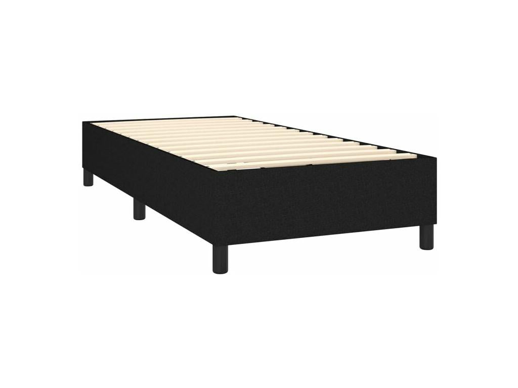 100 x 200 cm Box Spring Bed with Mattress Fabric Black