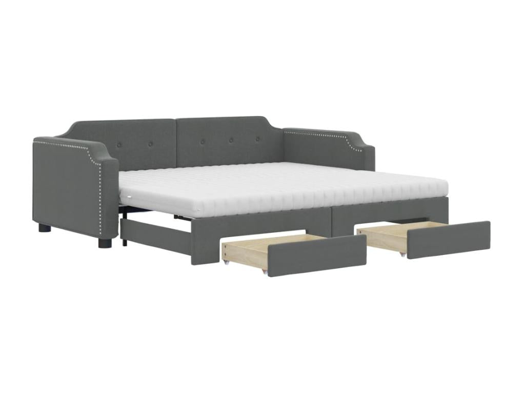 90 x 190 cm Bed Fabric Gray