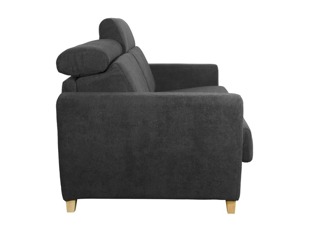 192 x 95 x 100 cm Sleeper Sofa Adjustable Headrests Wood Velvet Gray