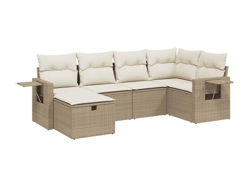 65 x 62 x 69 cm Patio Furniture Set 6-piece Resin Wicker Resin Beige