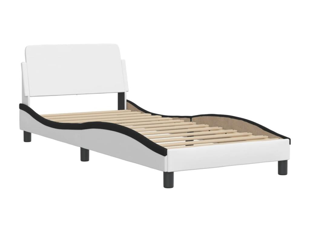 90 x 190 cm Bed Frame Faux Leather Leather White