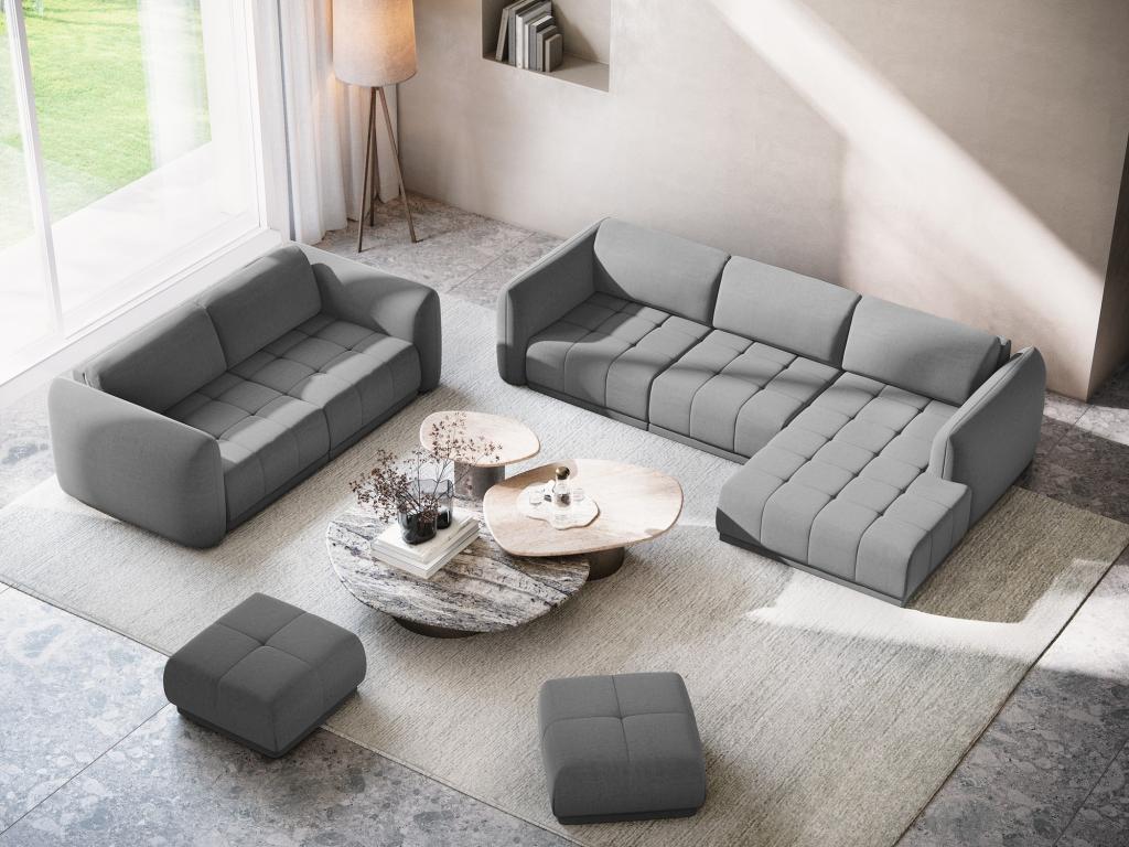 105 x 250 x 74 cm Sofa Wood Velvet Gray