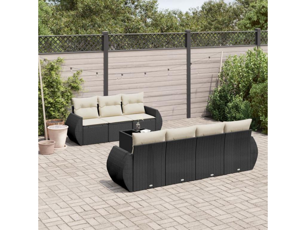 62 x 62 x 69 cm Patio Furniture Set 8-piece Resin Wicker Resin Black