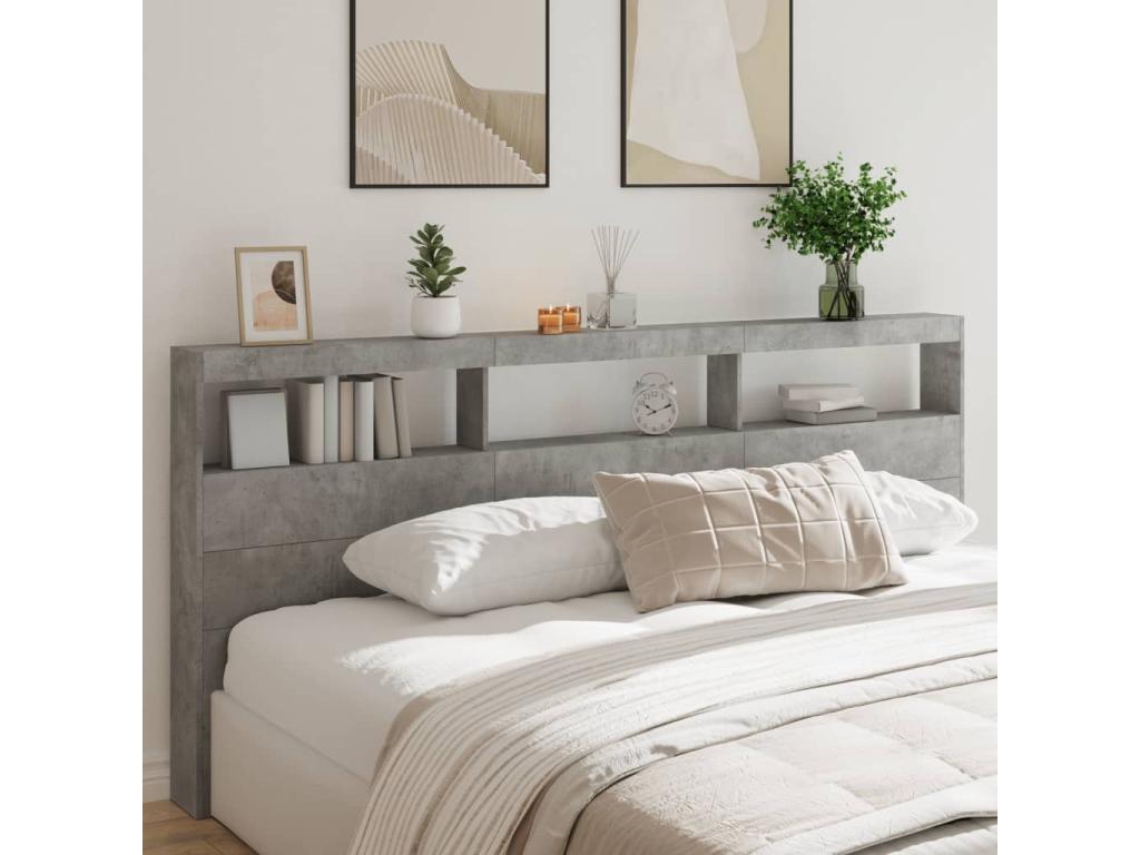 220 x 17 x 102 cm Wardrobe Wood Concrete Finish Gray