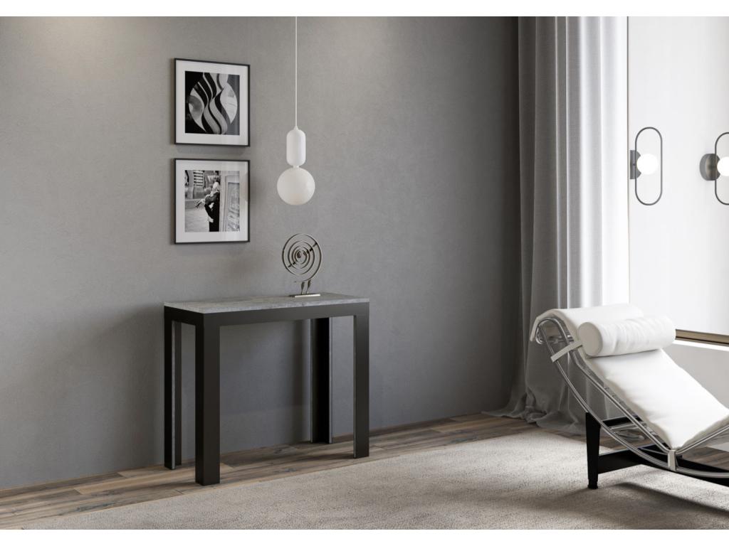 90 x 40 x 77 cm Console Table Extendable Wood Steel Gray