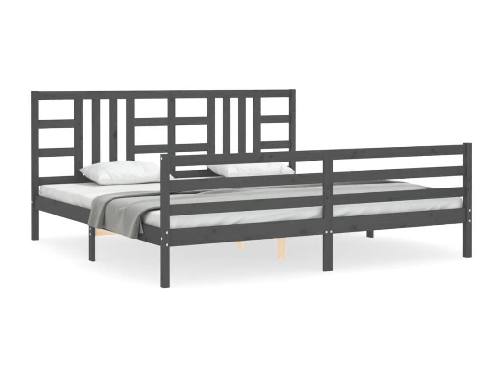 200 x 200 cm Bed Frame without Mattress Solid Wood Gray