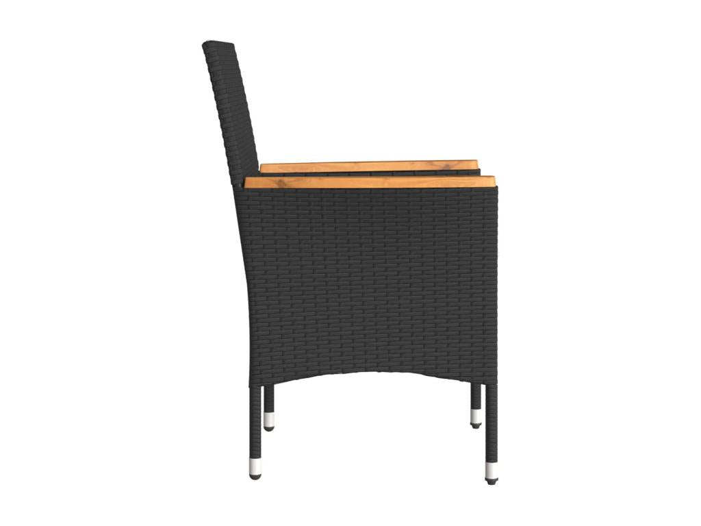 103 x 58 x 45 cm Cushion Set of 2 Wood Resin Wicker Black