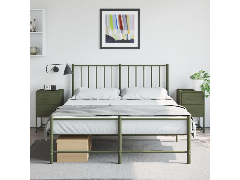 36 x 39 x 60.5 cm Nightstand Steel Green