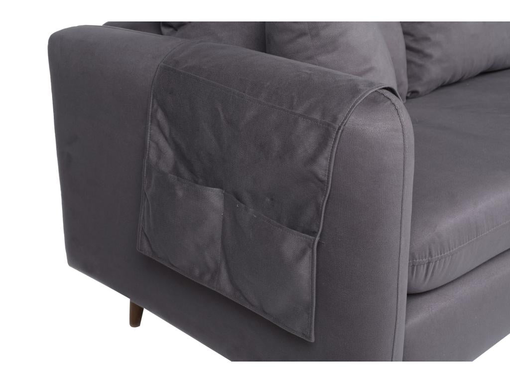 215 x 85 x 91 cm Sectional Sofa Right-facing Wood Fabric Gray