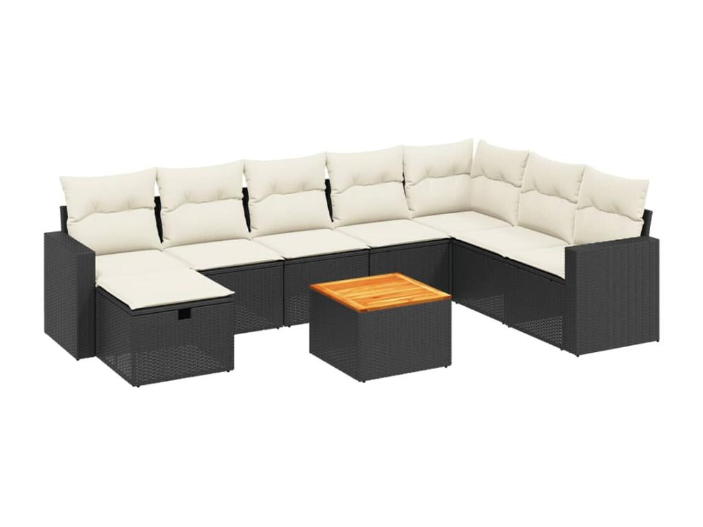 55 x 62 x 69 cm Patio Furniture Set 9-piece Resin Wicker Resin Black