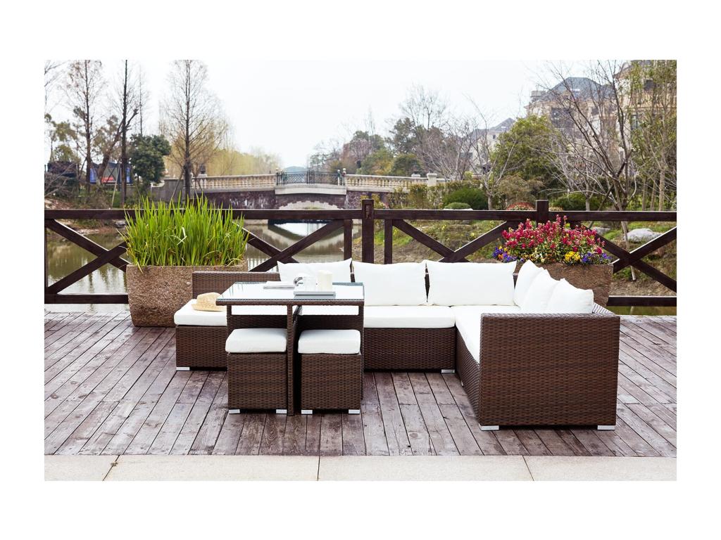 200 x 173 x 41 cm Patio Furniture Set Resin Wicker Resin Brown