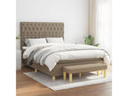 140 x 200 cm Box Spring Bed with Mattress Wood Fabric Taupe