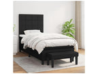 100 x 200 cm Box Spring Bed with Mattress Fabric Black