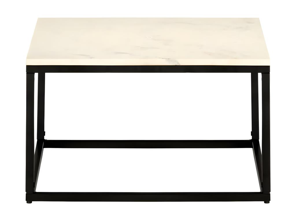 60 x 60 x 35 cm Coffee Table Metal Marble White