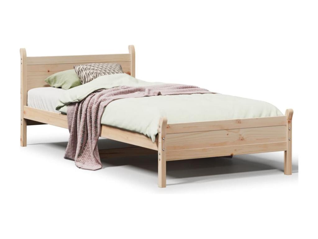90 x 190 cm Bed Frame without Mattress Wood Brown