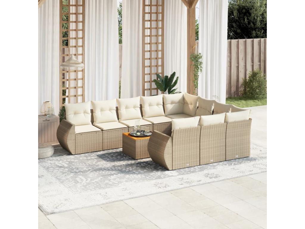 62 x 62 x 69 cm Patio Furniture Set 11-piece Resin Wicker Resin Beige