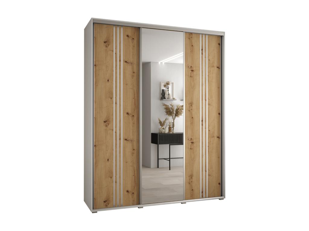 190 x 60 x 235 cm Wardrobe 3-door Wood Light Natural