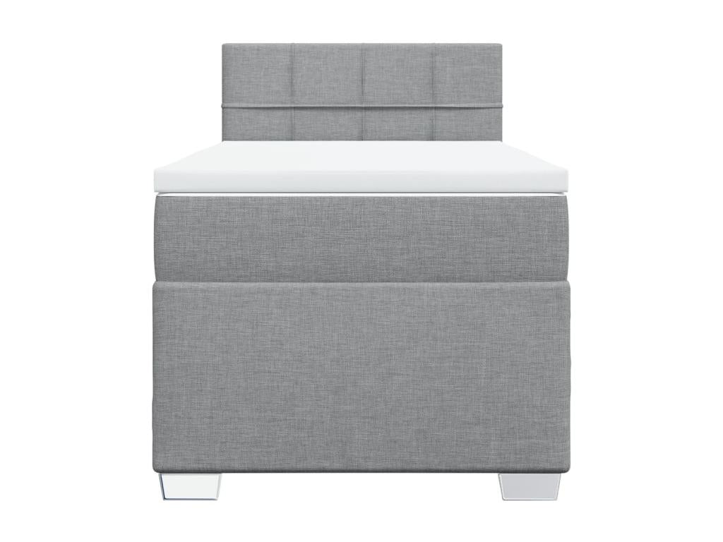 100 x 200 cm Box Spring Bed with Mattress Fabric Gray