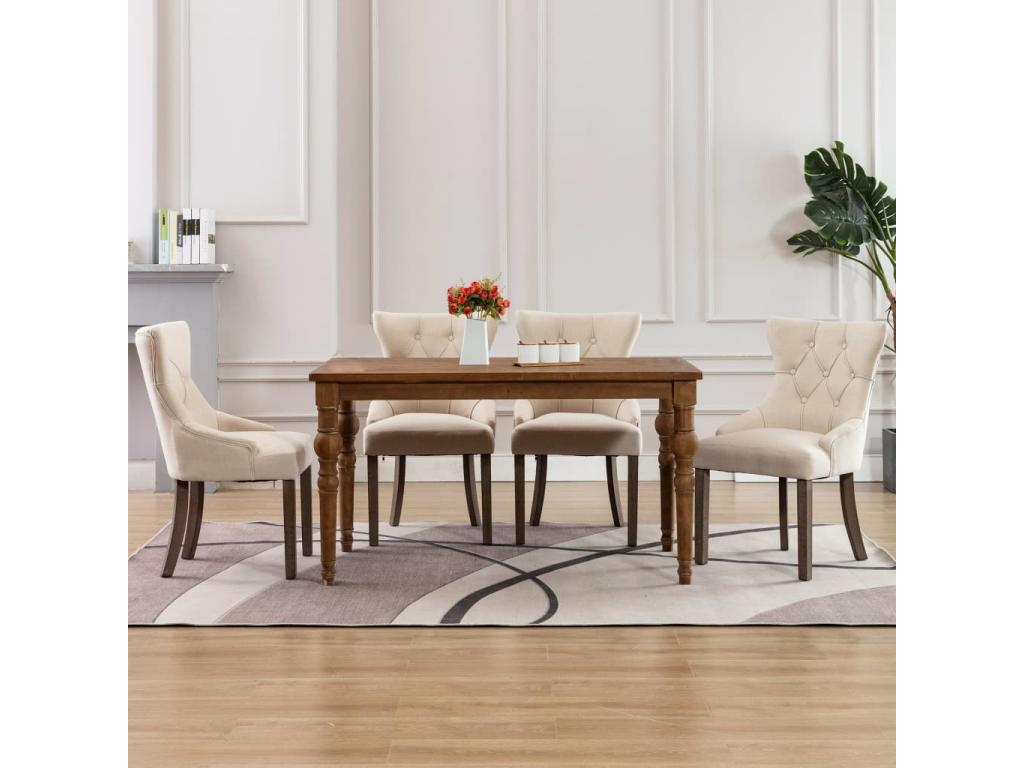 53 x 53 x 91 cm Chair Set of 4 Fabric Beige